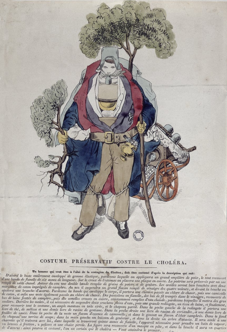 Człowiek chroniony przed cholerą, ok. 1831 r. autorstwa French School