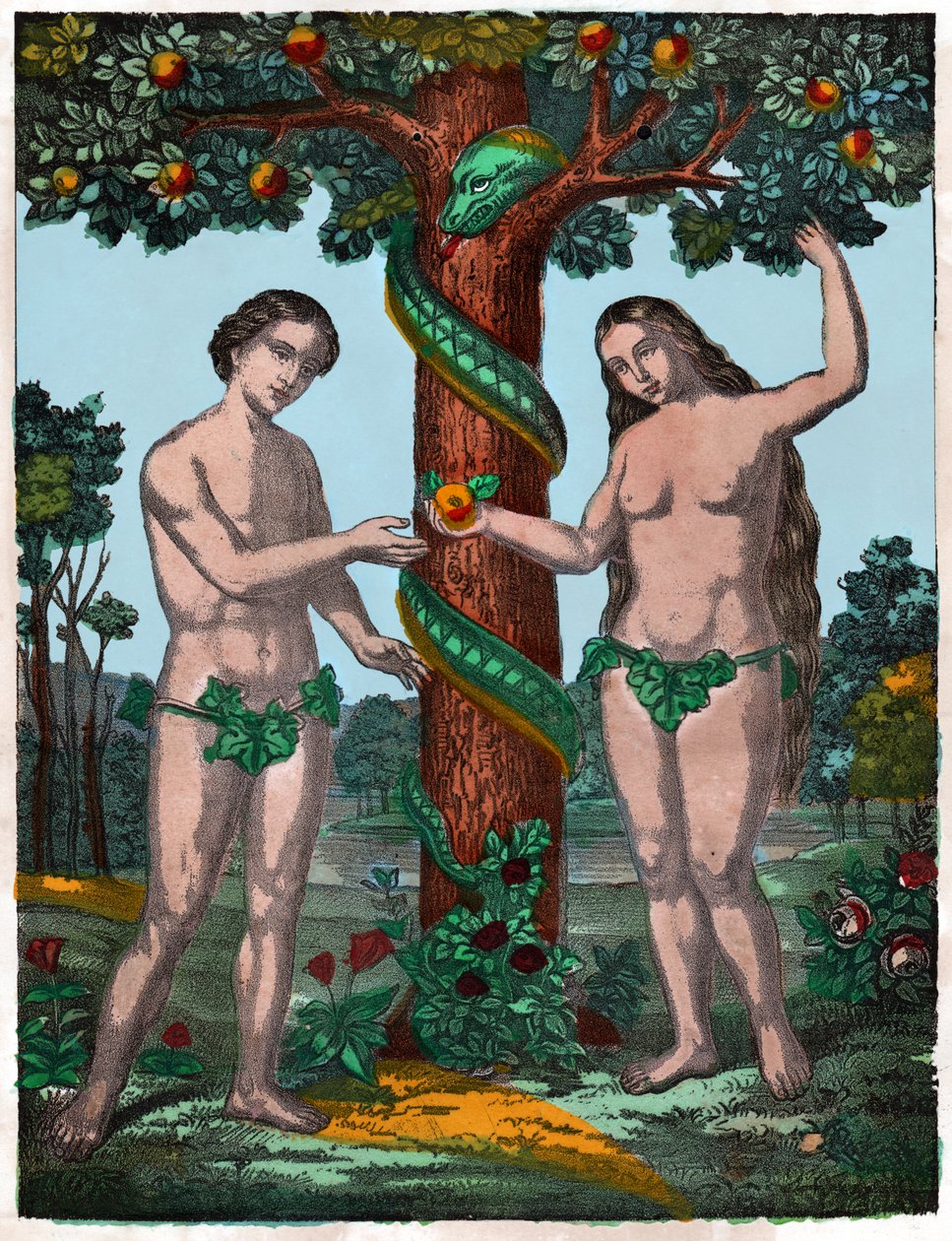 Adam i Ewa. (grafika, ok. 1880) autorstwa French School