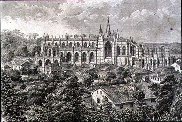 Klasztor Batalha w latach 60. XIX wieku (rycina) autorstwa French School