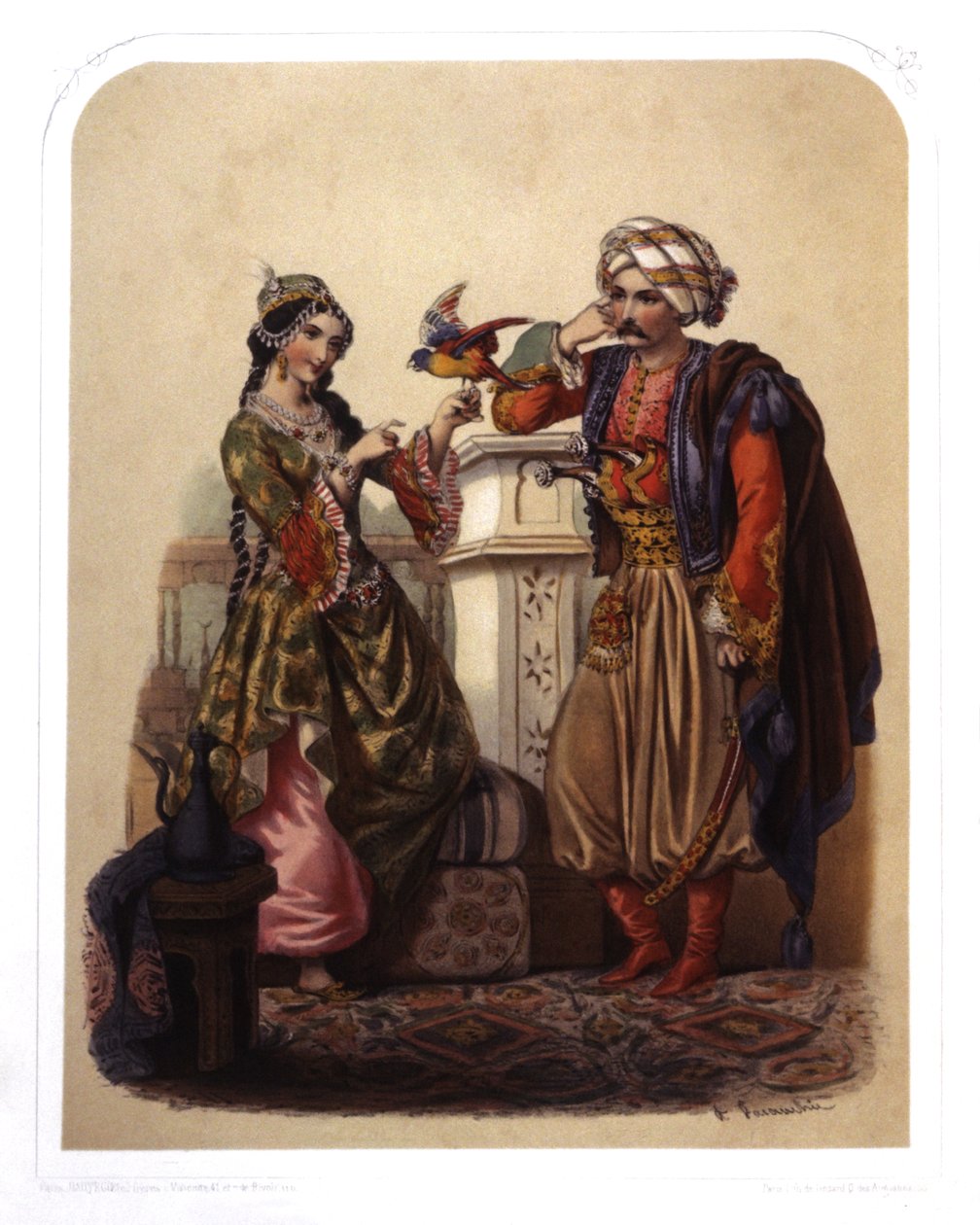 Para w Turcji, ok. 1850 r. (litografia) autorstwa French School