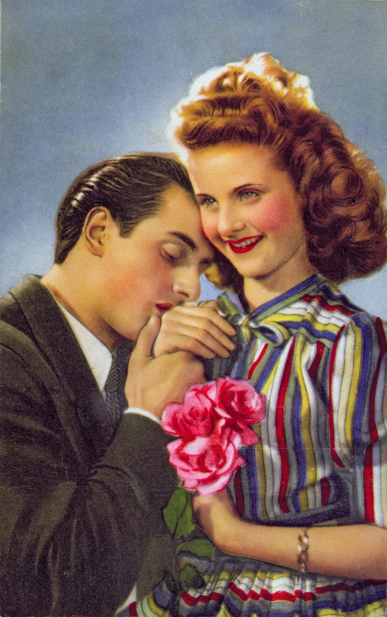 Para z różami, ok.1930 autorstwa French School