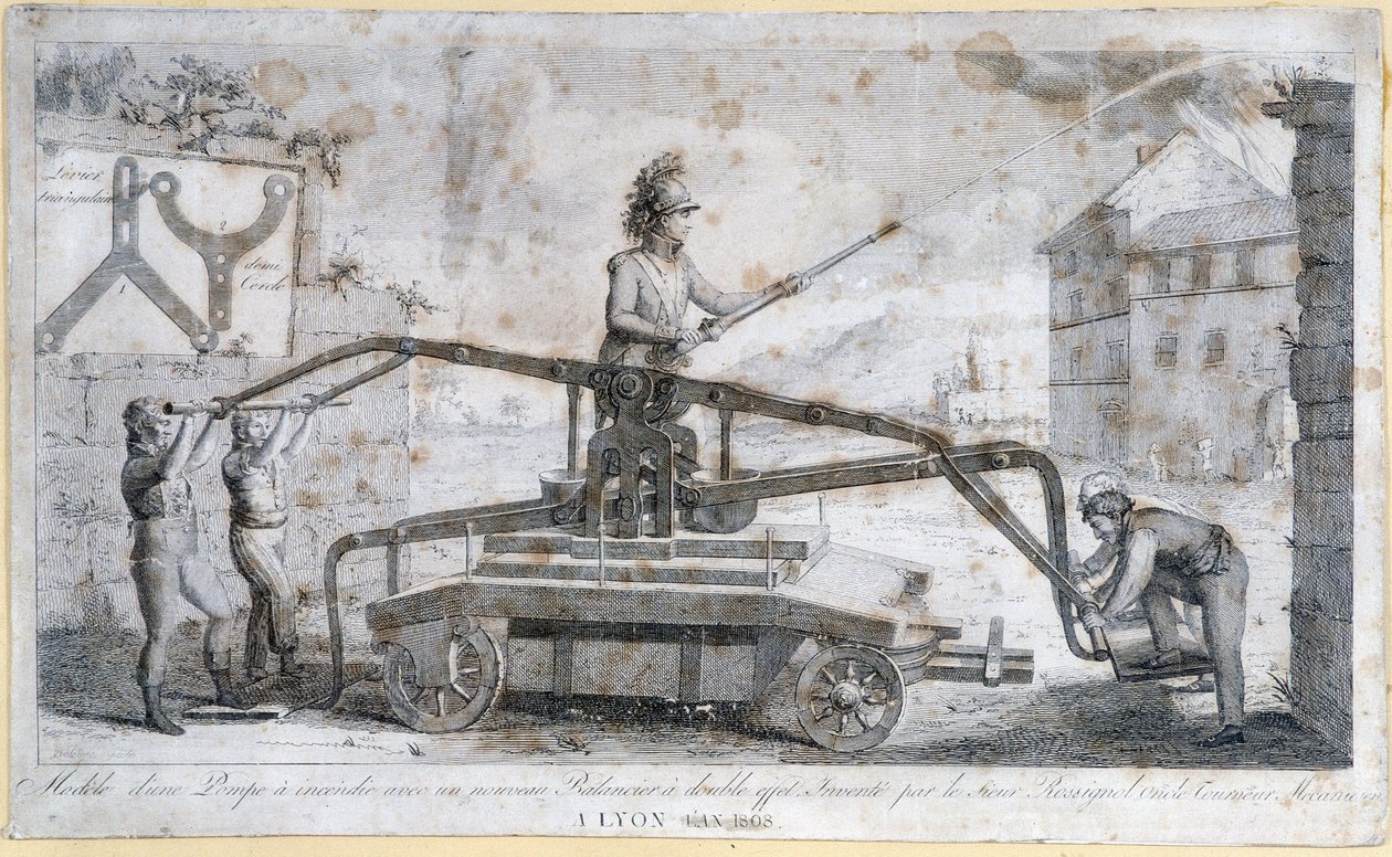 Pompa pożarnicza w Lyonie w 1808 r. autorstwa French School