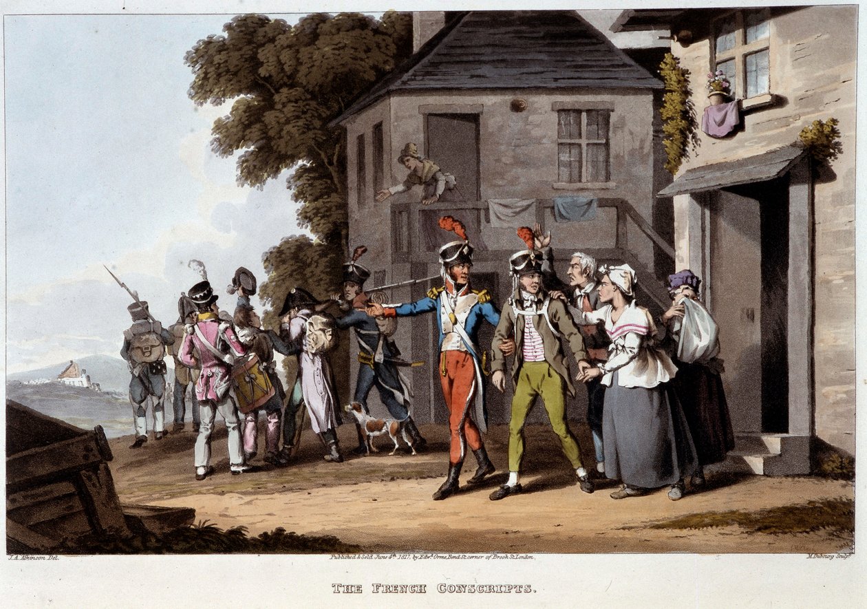 Poborowi francuscy, c.1814 (kolor lito) autorstwa French School