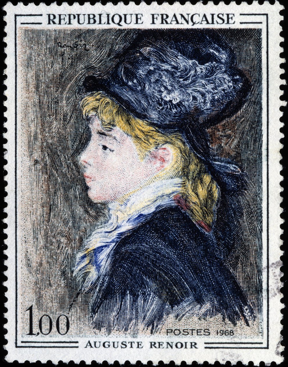 Pieczęć francuska z obrazem Auguste Renoir autorstwa French School