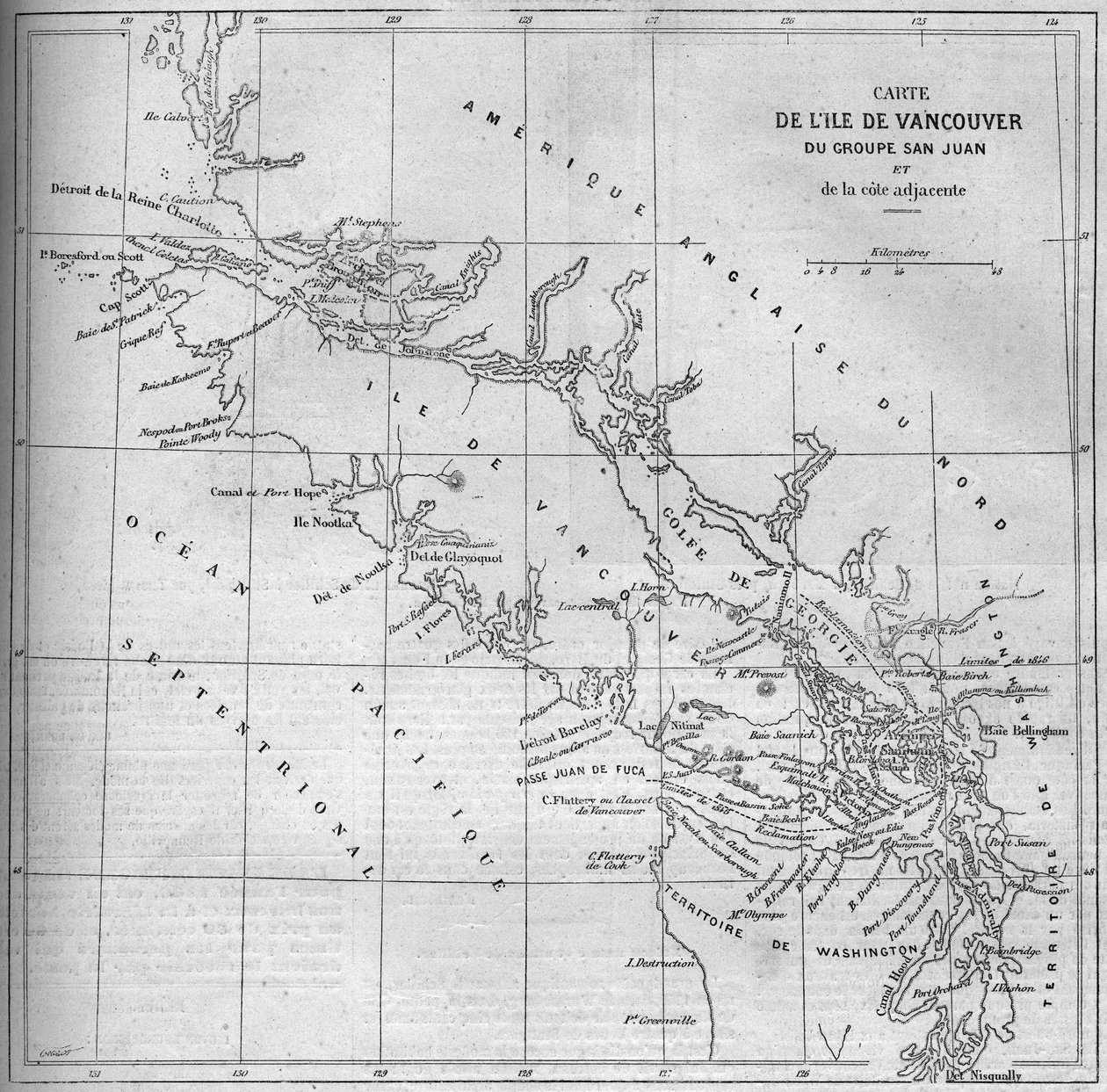 Mapa geograficzna wyspy Vancouver autorstwa French School