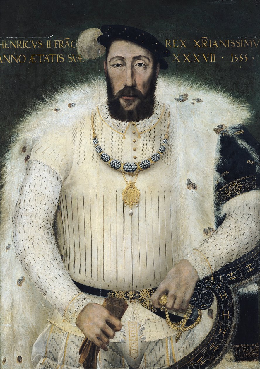 Henryk II (1519-59), król Francji, 1555 r. autorstwa French School