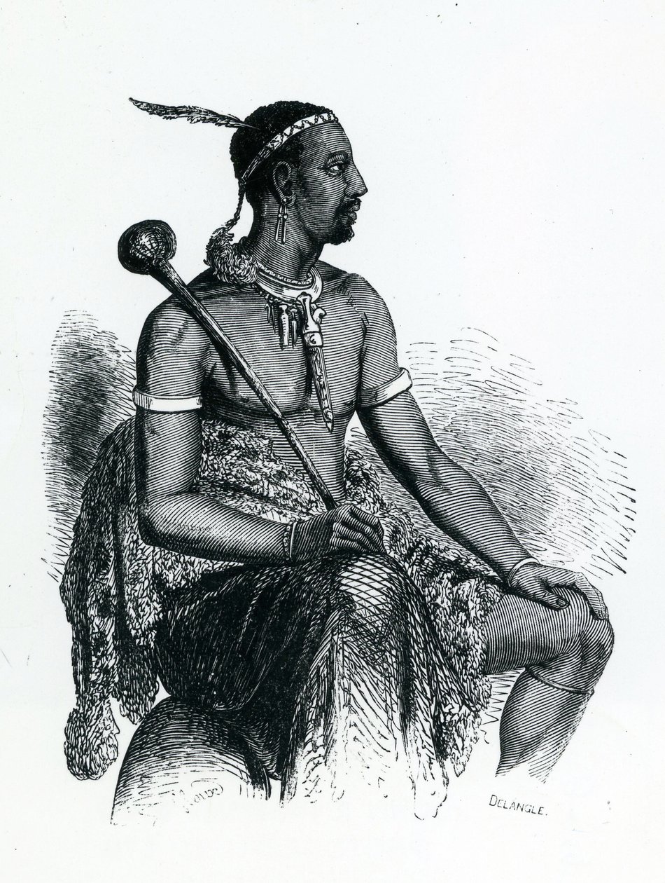 Król Moshoeshoe I (c.1786-1870) 1833 (grawerowanie) autorstwa French School