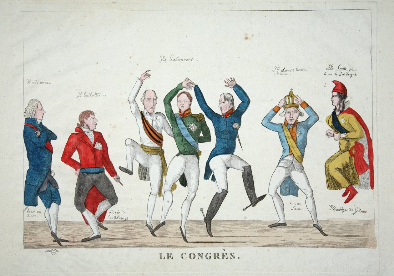 Le Congres, wyd. 1814 (grawerowanie ręcznie kolorowane) autorstwa French School