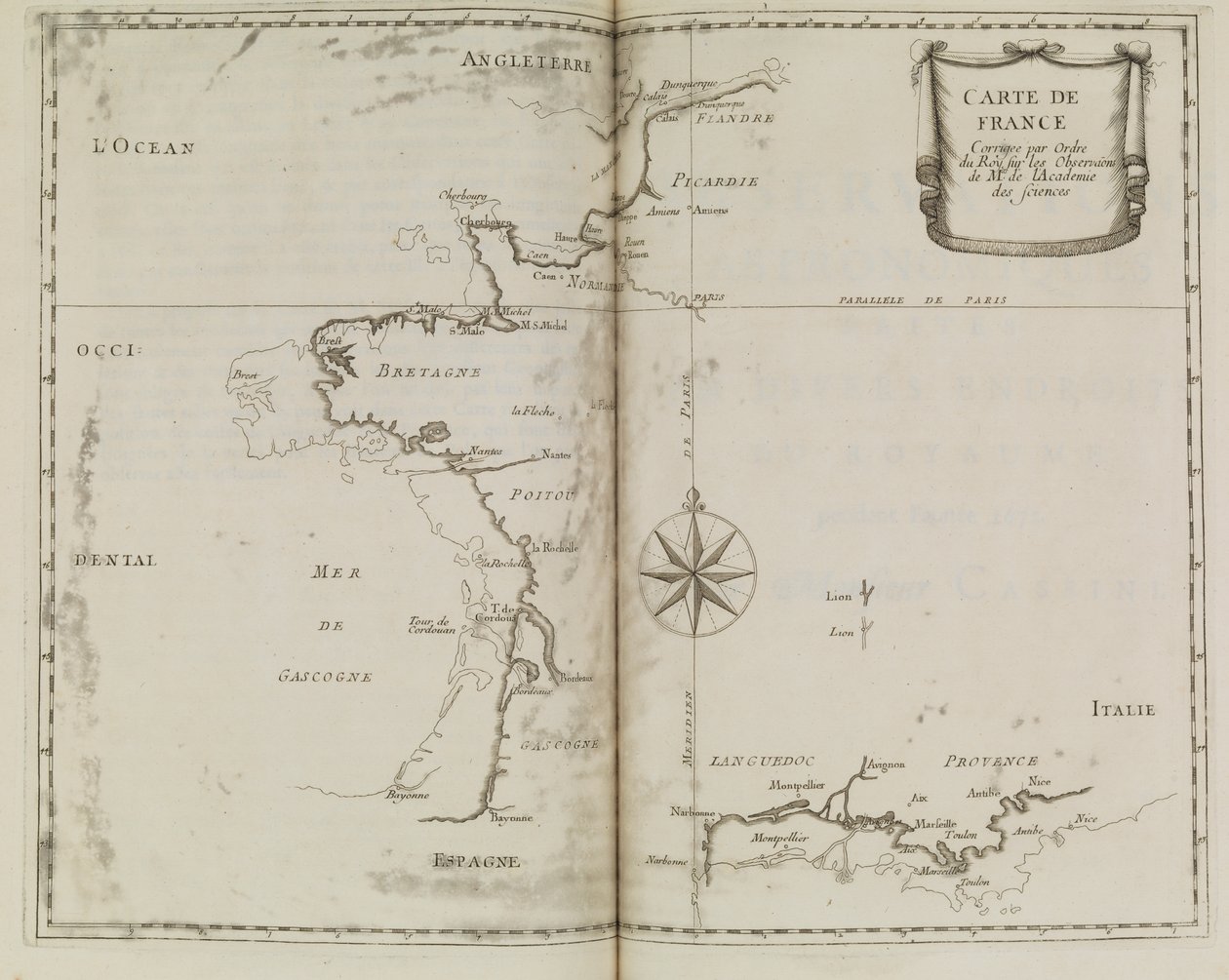 Mapa Francji, ok. 1693 r. (druk) autorstwa French School