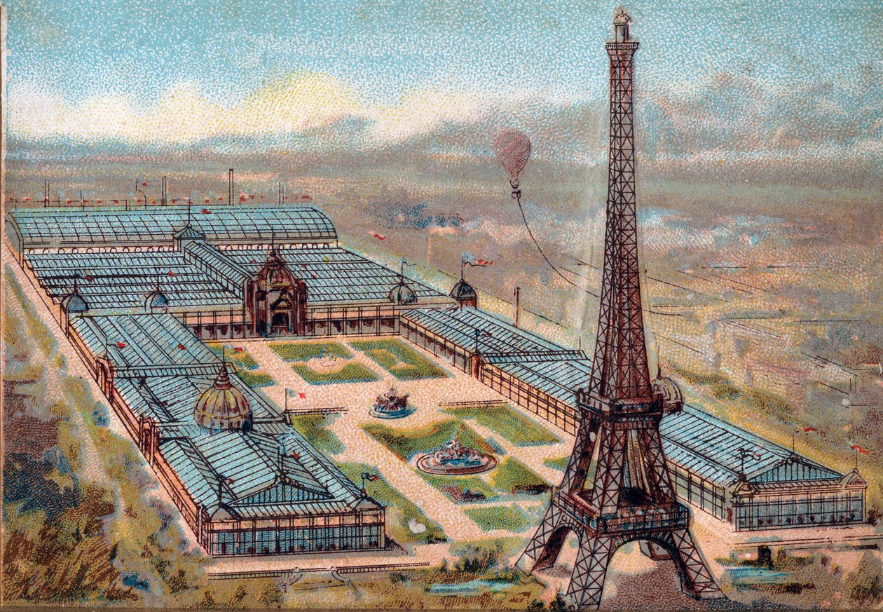 Paryż. Wystawa Powszechna 1889: Wieża Eiffla. autorstwa French School