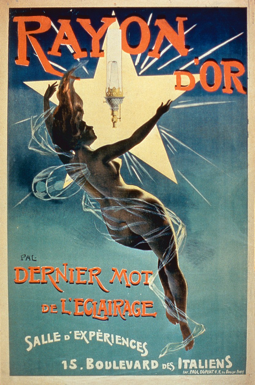 Plakat reklamujący Rayon dOr Lighting, Paryż autorstwa French School