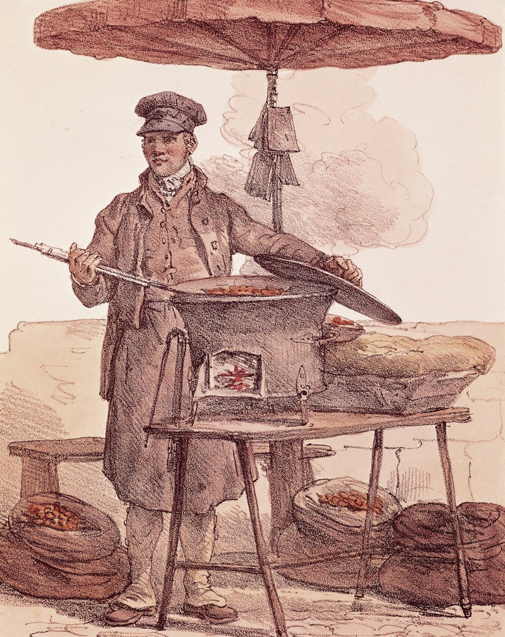 Sprzedawca pieczonych kasztanów, druk, Francja autorstwa French School