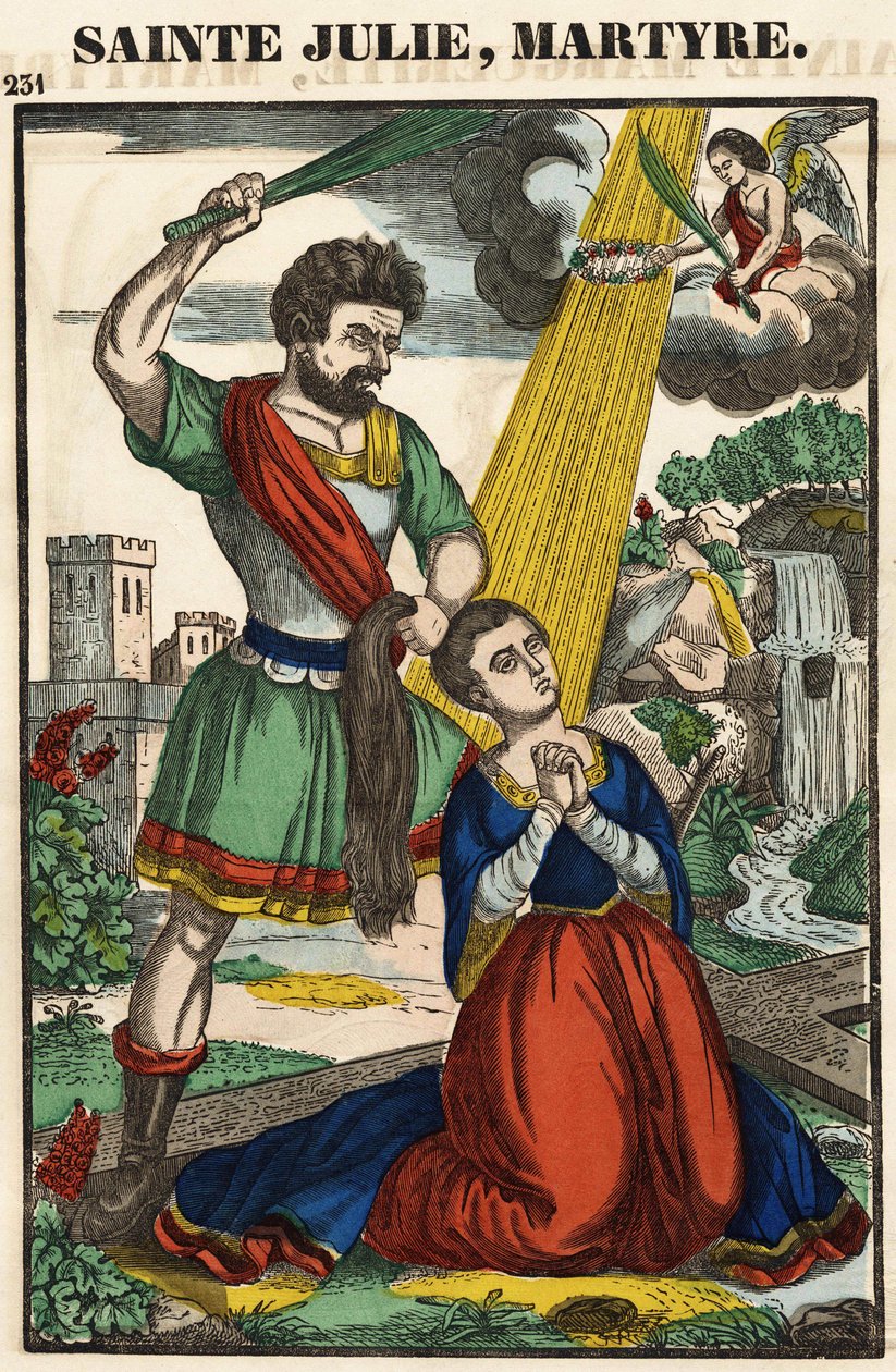 Św. Julia, męczeństwo, XIX w. wizerunek kręgosłupa. autorstwa French School
