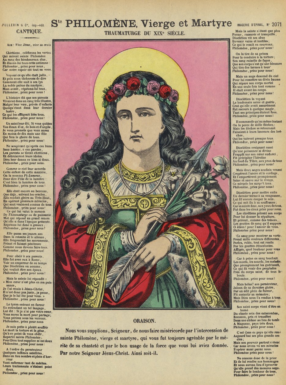 Św. Filomena, dziewica i męczennica (kolorowa litografia) autorstwa French School