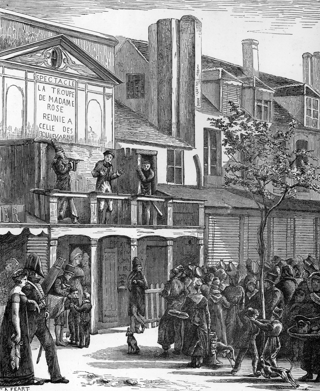 Teatr uliczny: parada karnawałowa Bobeche (grafika) autorstwa French School