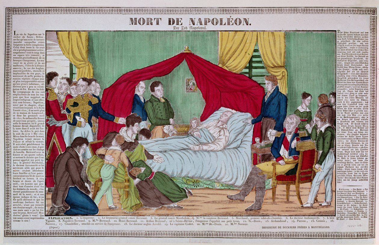 Śmierć Napoleona Bonaparte (1769-1821) ok. 1840 autorstwa French School