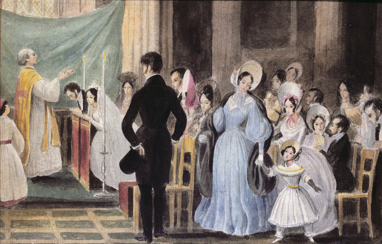Ceremonia ślubna, ok. 1830 (wc na papierze) autorstwa French School