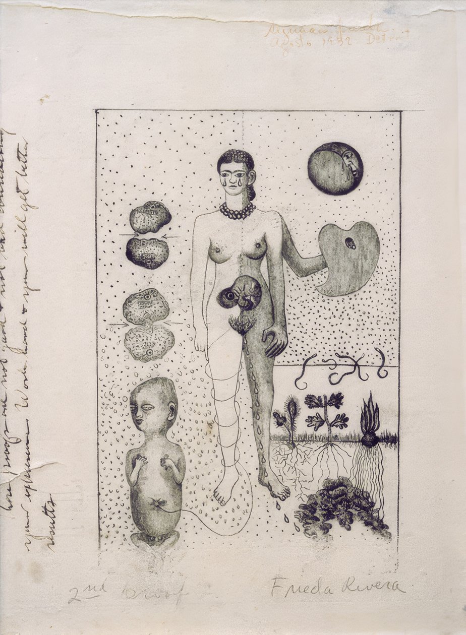 Frida i poronienie autorstwa Frida Kahlo