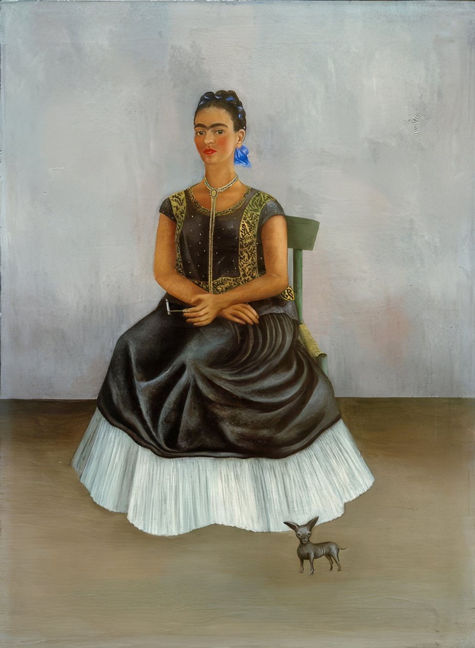 Pies Itzcuintli ze mną (autoportret) autorstwa Frida Kahlo