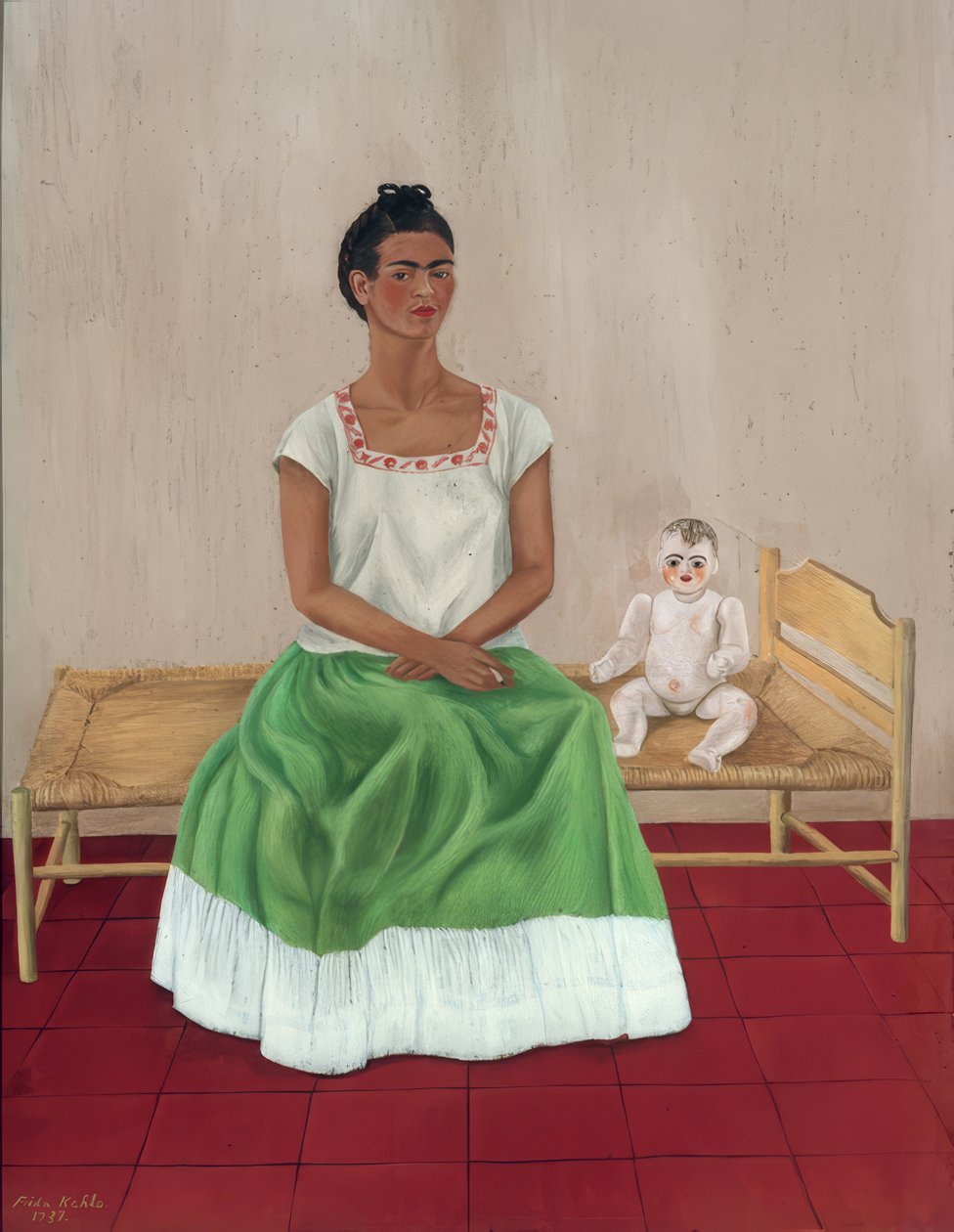 Autoportret z łóżkiem autorstwa Frida Kahlo