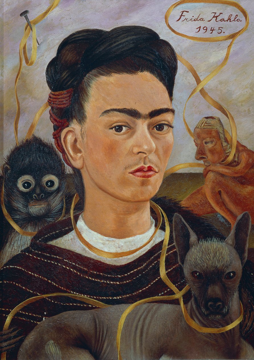 Autoportret z Changuito autorstwa Frida Kahlo