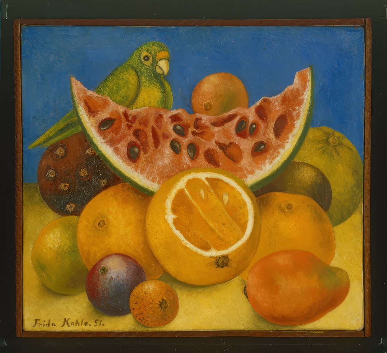 Martwa natura z papugą autorstwa Frida Kahlo