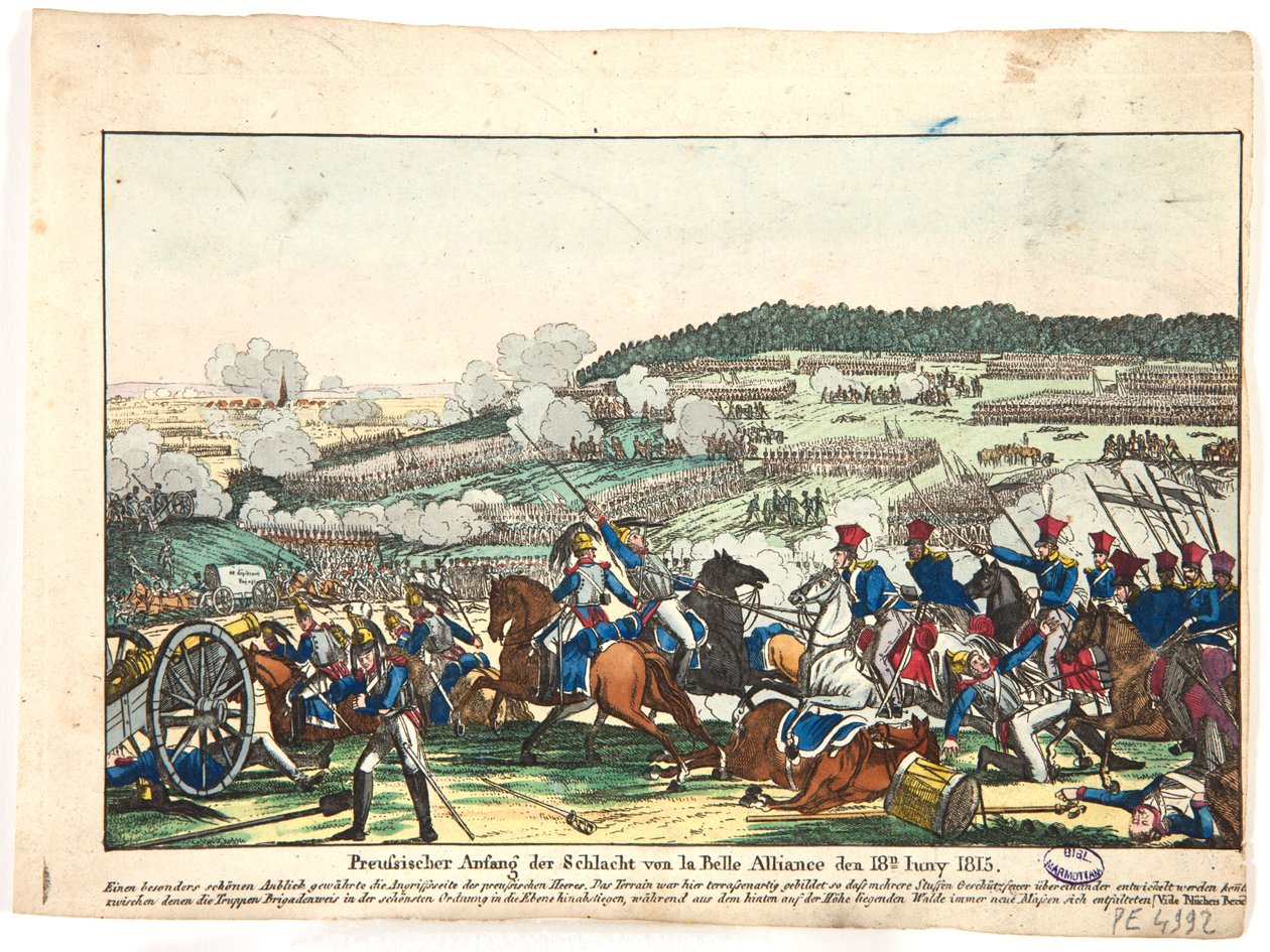 Początek bitwy pod Waterloo, strona pruska, 18 czerwca 1815, 1815 autorstwa Friedrich Campe