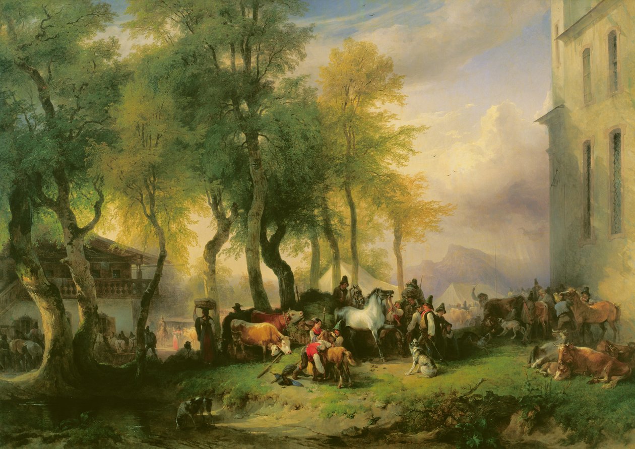 Targ bydła na Równinie Mariańskiej, 1837 r. autorstwa Friedrich Gauermann