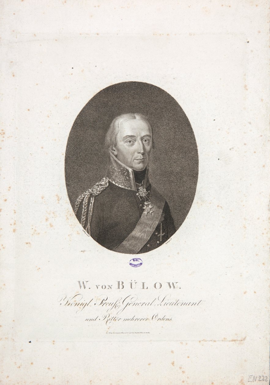 Friedrich Wilhelm Bülow von Dennewitz, c.1814 autorstwa Friedrich Wilhelm Bollinger