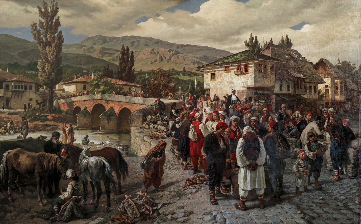 Przy moście łacińskim w Sarajewie autorstwa Friedrich Alois Schönn