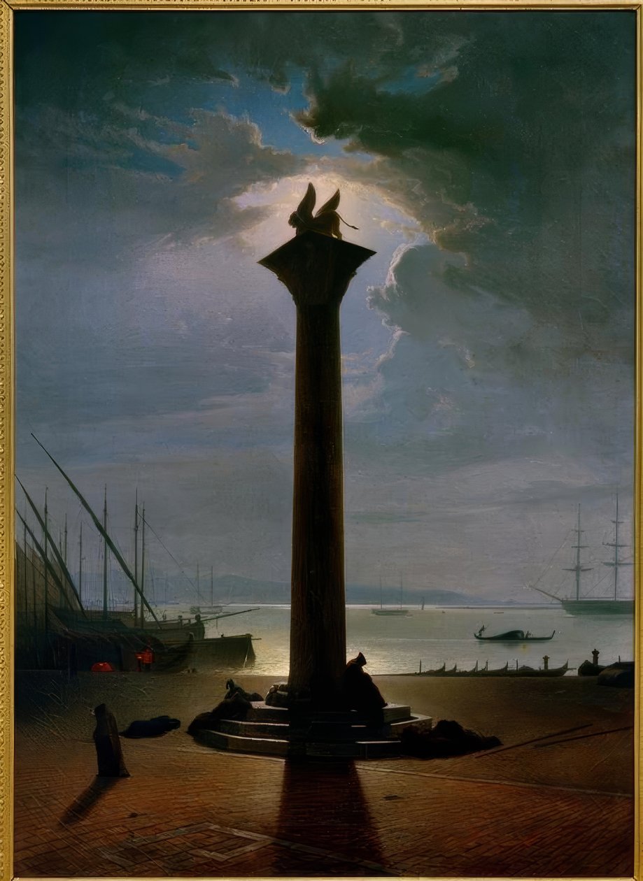 Kolumna św. Marka w Wenecji przy świetle księżyca autorstwa Friedrich Nerly