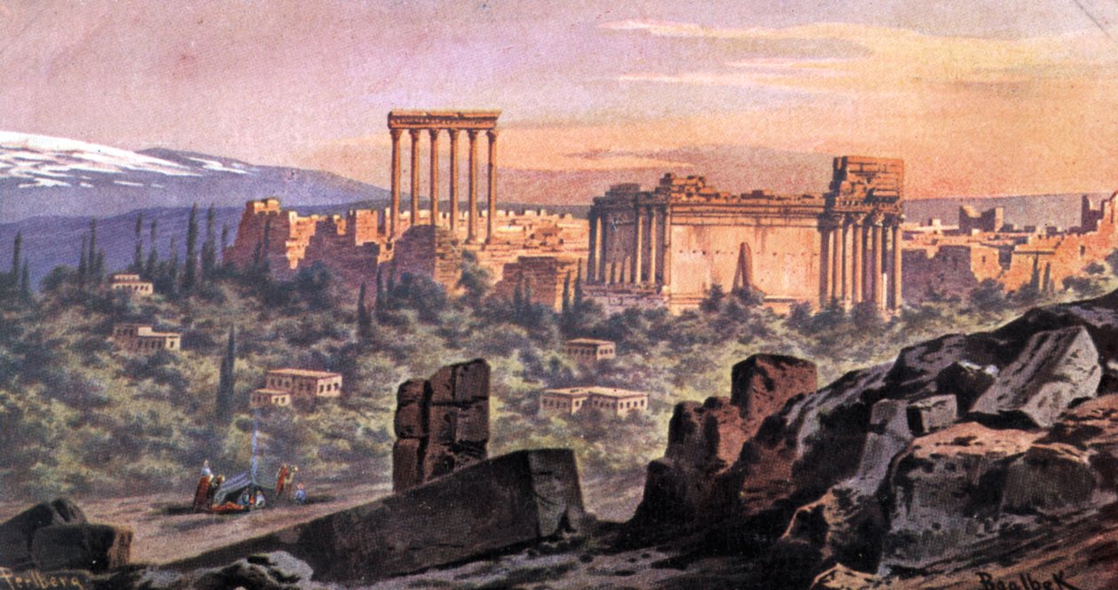 Baalbek Liban (druk) autorstwa Friedrich Perlberg