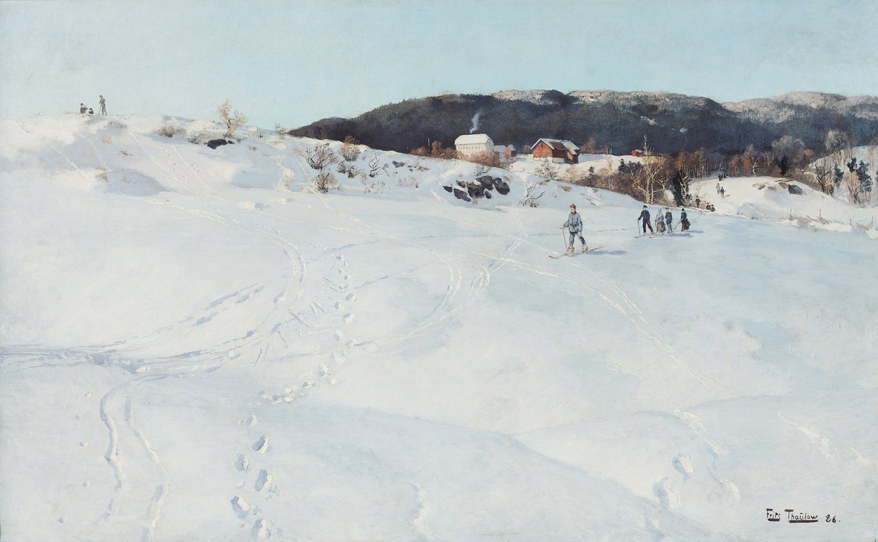 Zimowy dzień w Norwegii, 1886 r. autorstwa Frits Thaulow