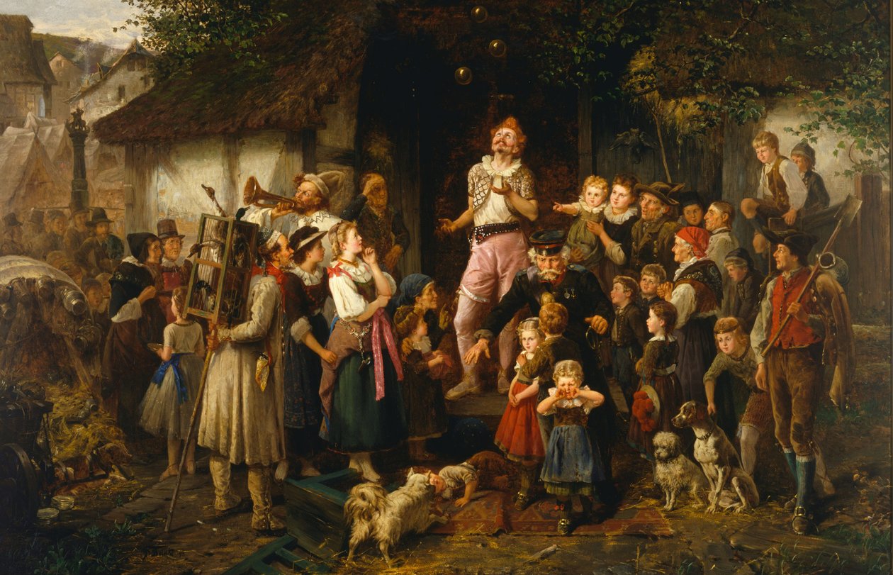 Kuglarz: jarmark wiejski, 1873 r. autorstwa Fritz Beinke