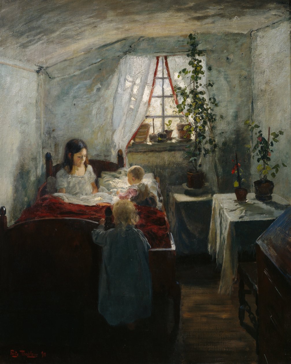 Wnętrze z dziećmi autorstwa Fritz Thaulow