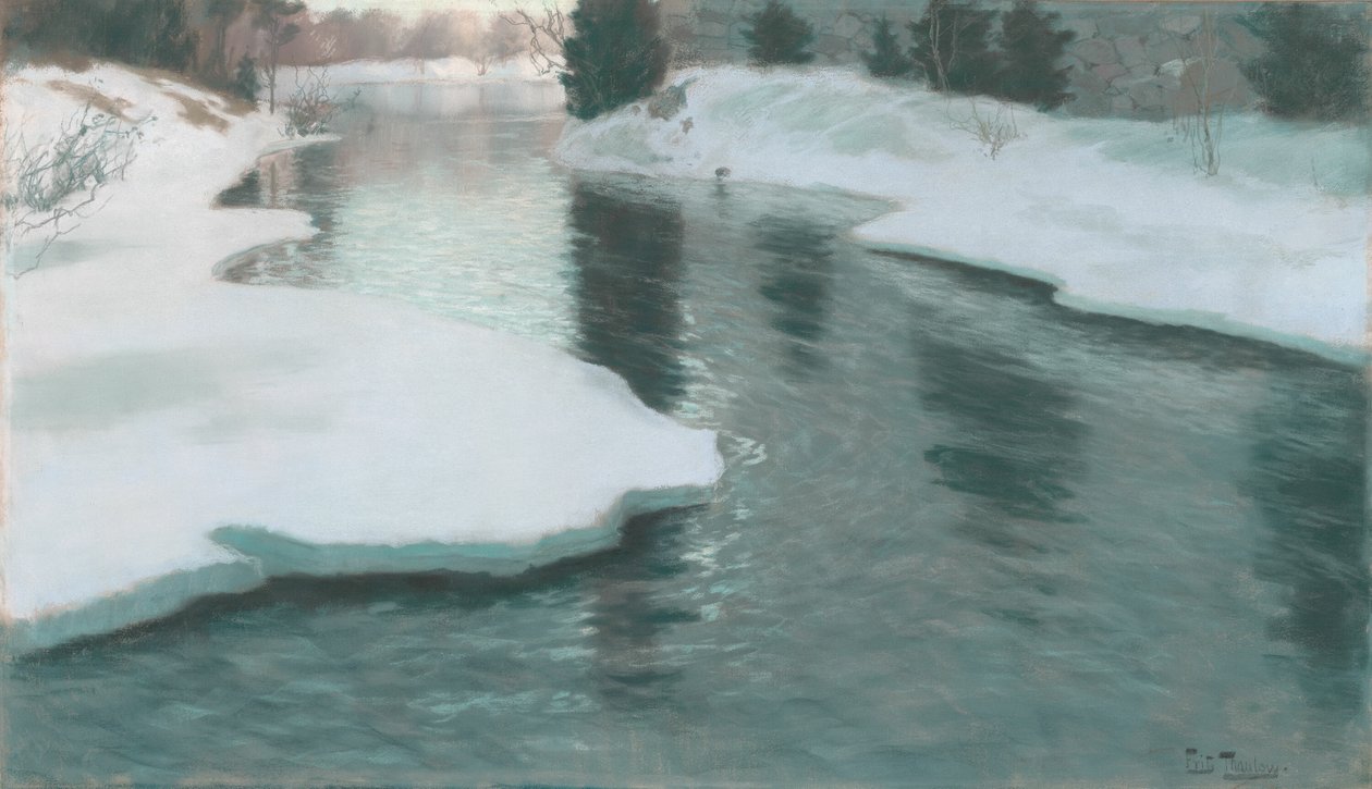 Topniejący śnieg autorstwa Fritz Thaulow