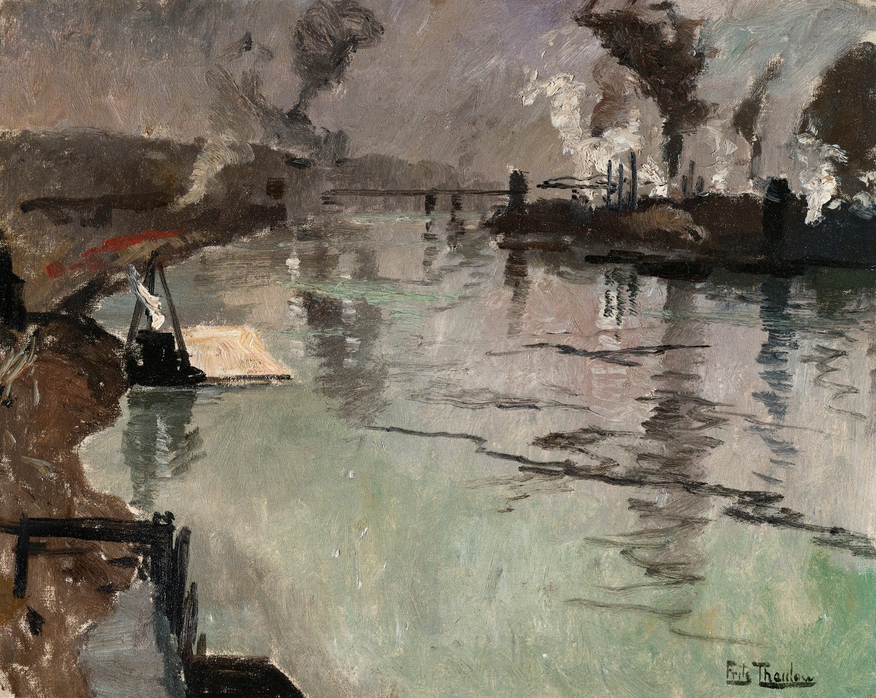 Kominy wzdłuż rzeki autorstwa Frits Thaulow