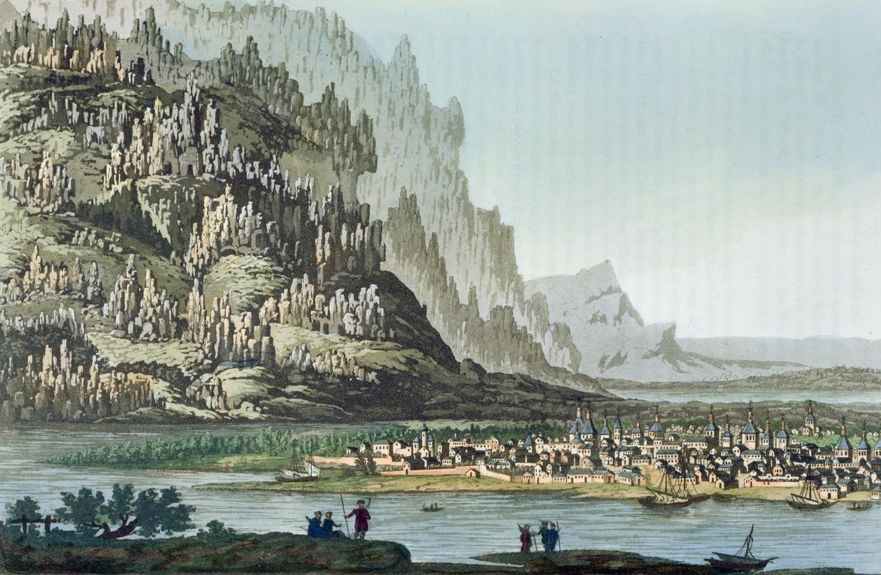 Miasto Jakuck, ilustracja z „Le Costume Ancien ou Moderne” Julesa Ferrario, wydanej w Mediolanie ok. 1830 r. (rycina kolorowa) autorstwa G. Castellini