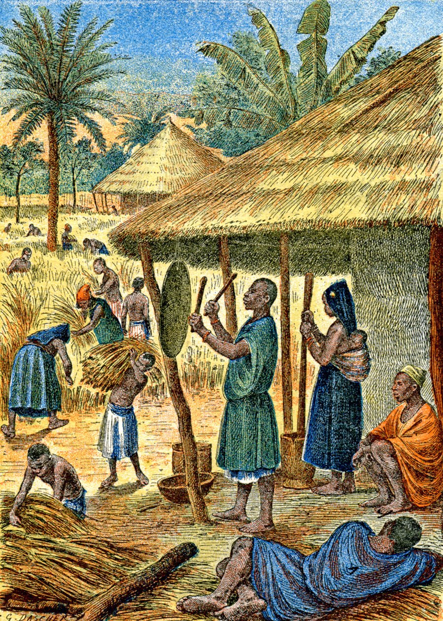 Wieś w Sudanie, ok. 1900-1910 (ilustracja) autorstwa G. Dascher