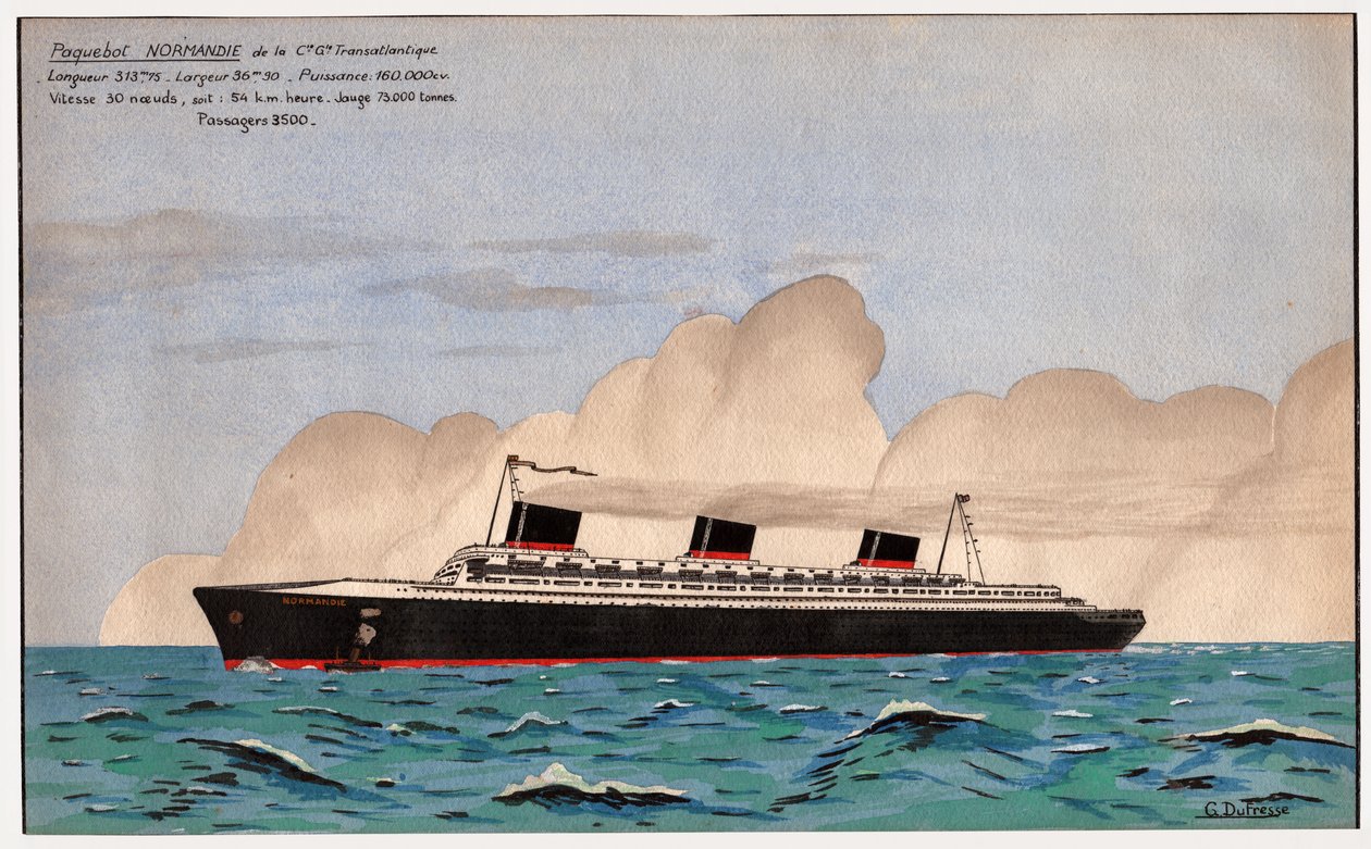 Liniowiec Normandia. ok. 1935 (gwasz) autorstwa G. Dufresse