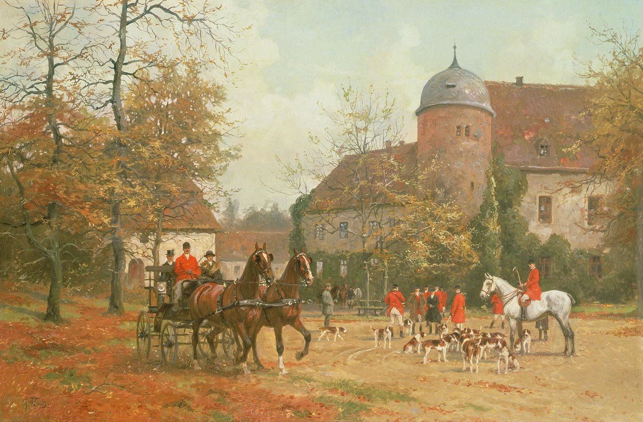 Przyjazd na polowanie, XIX w. autorstwa G. Koch