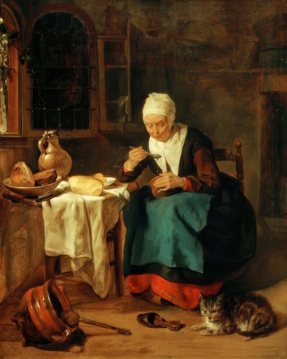 Kobieta je owsiankę autorstwa Gabriel Metsu