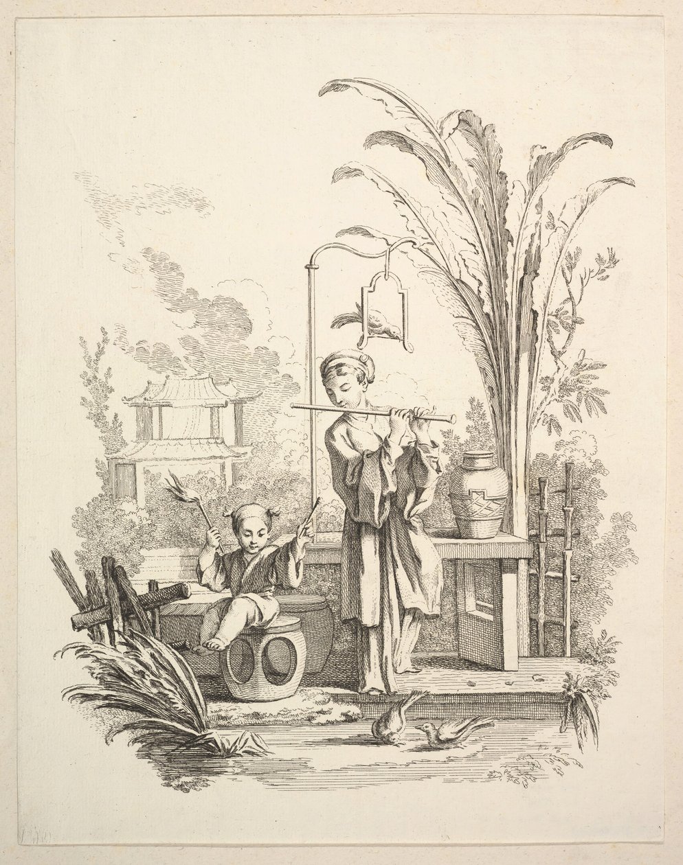 Flecistka i kotlista dziecięca, ca. 1742. autorstwa Gabriel Huquier