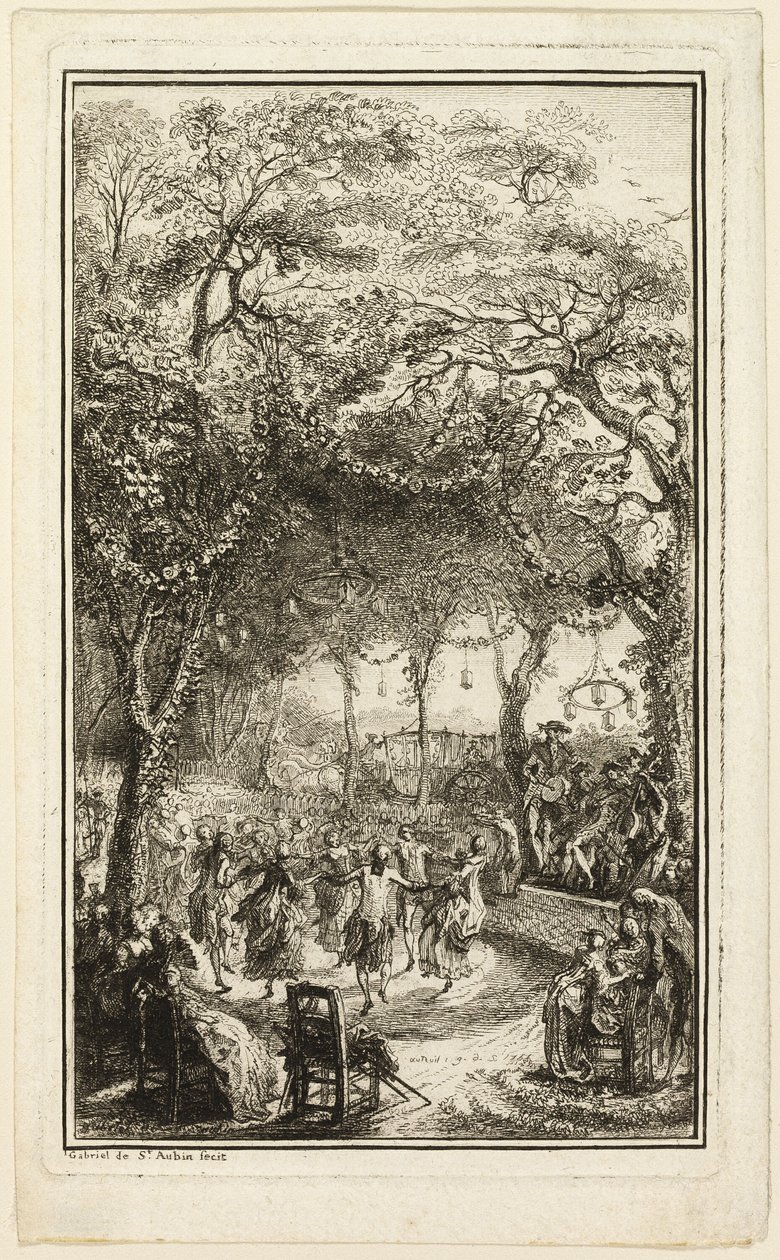 Taniec w Auteuil autorstwa Gabriel Jacques de Saint Aubin