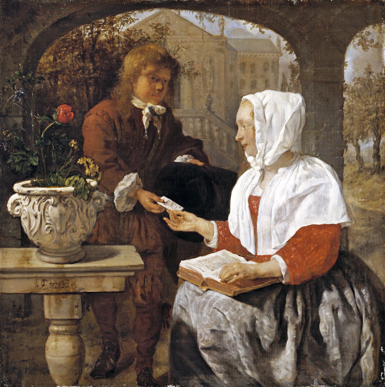 Młoda kobieta otrzymująca list, ok. 1658 r autorstwa Gabriel Metsu