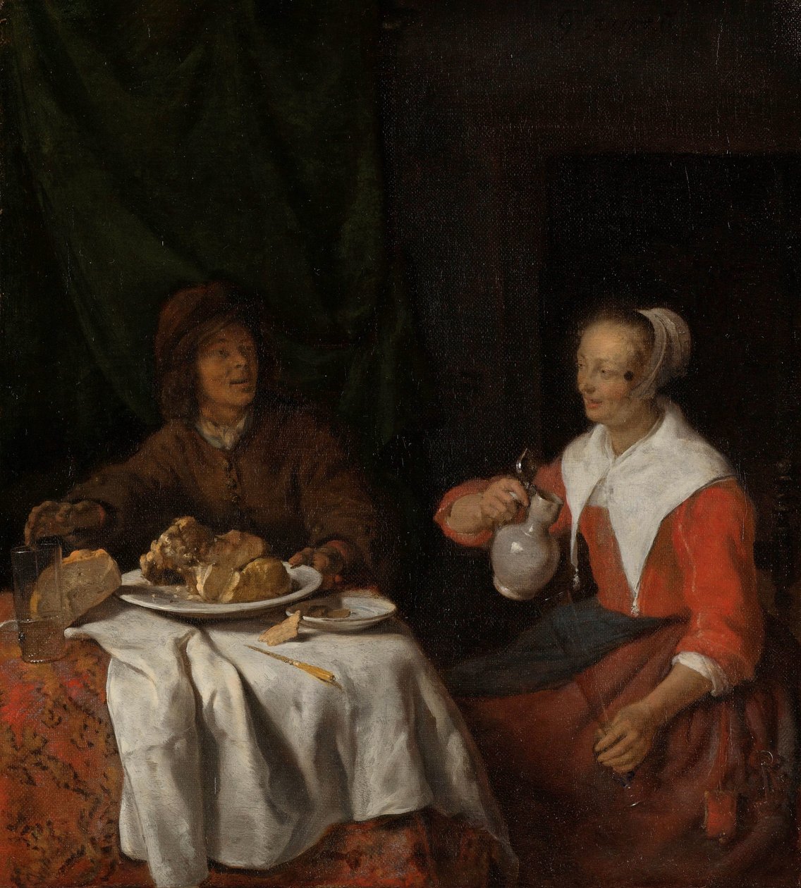Mężczyzna i kobieta przy posiłku autorstwa Gabriel Metsu