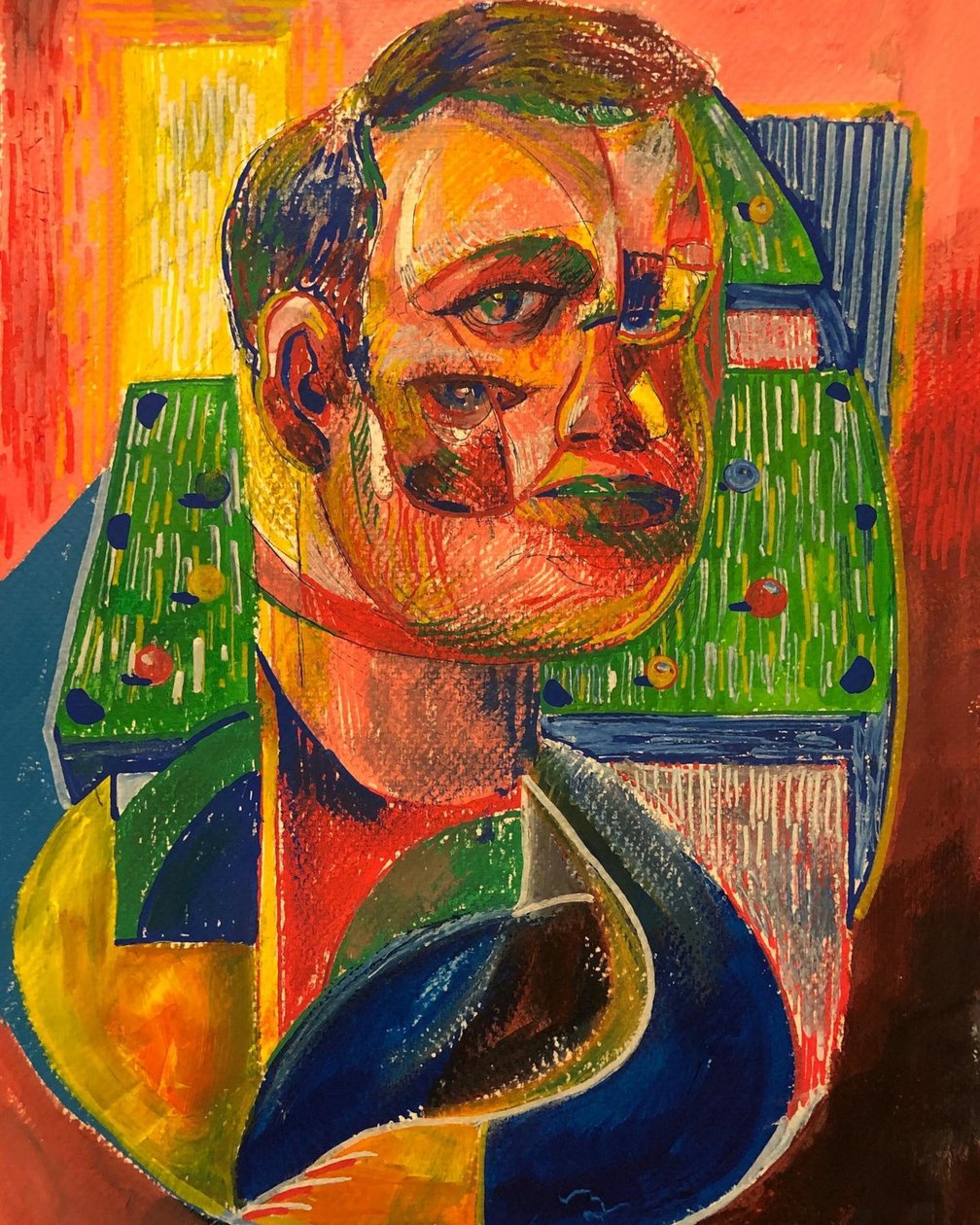 The Pool Player, 2021 (akryl na papierze) autorstwa Gabriel Palma