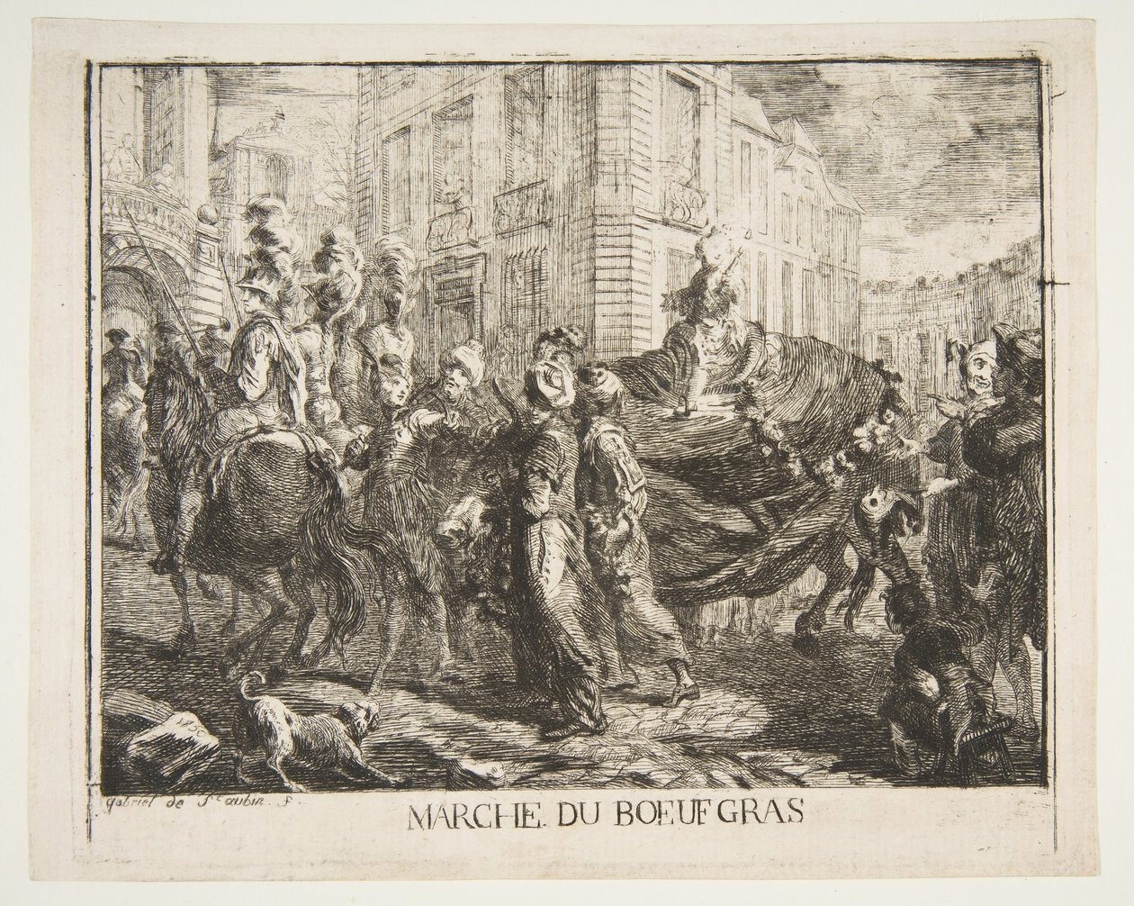 Targ tłustej wołowiny, 1750 r. autorstwa Gabriel de Saint Aubin
