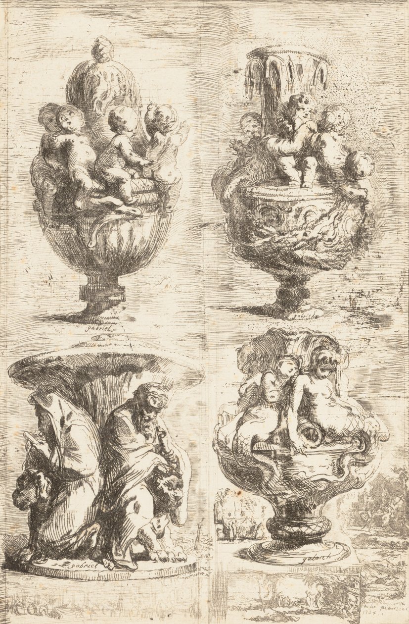 Cztery wazy, 1754. autorstwa Gabriel de Saint Aubin