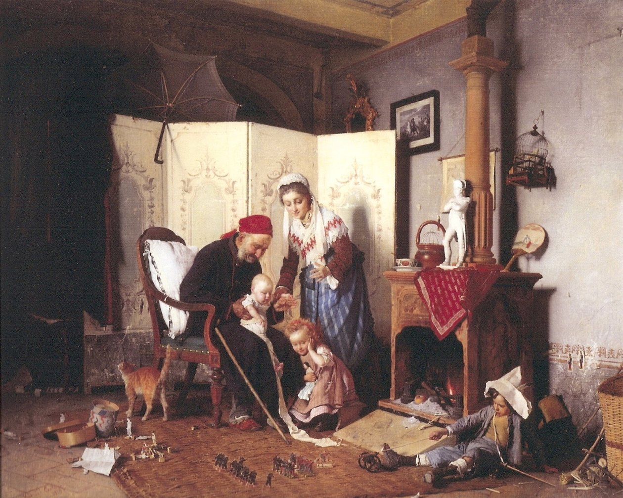 Gra w żołnierzyki, 1878 autorstwa Gaetano Chierici